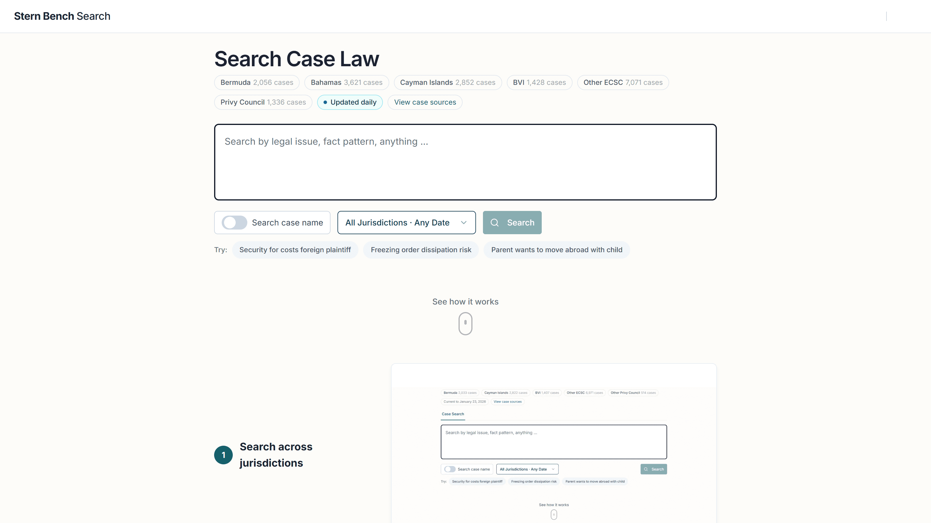 Search across jurisdictions screenshot